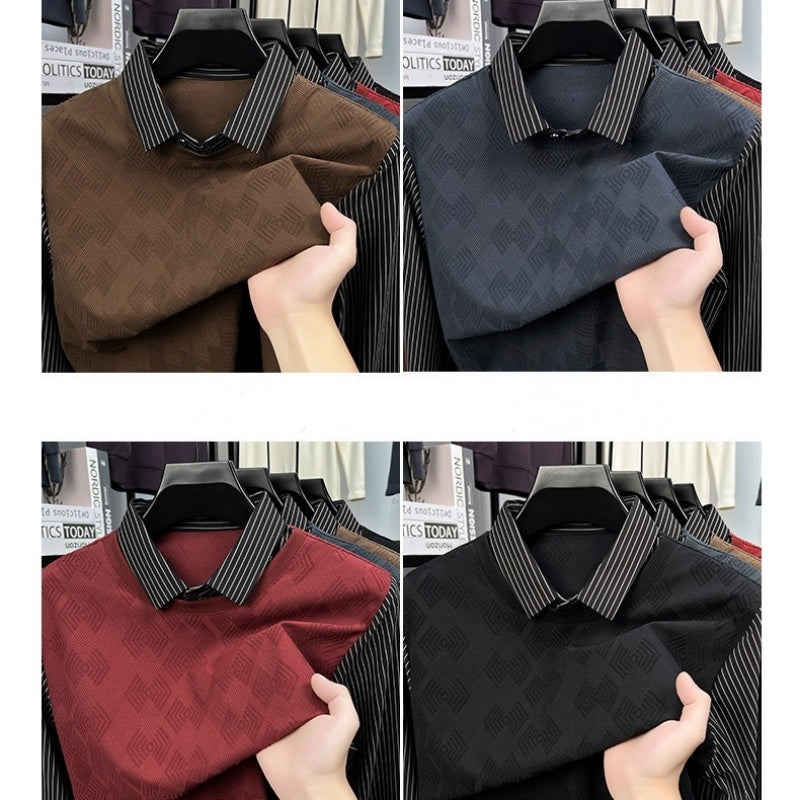 Men's Casual Faux Two-Piece Long-Sleeve Top