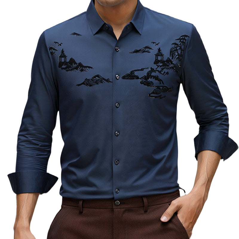 Men’s Classic Oriental Landscape Thermal Shirt