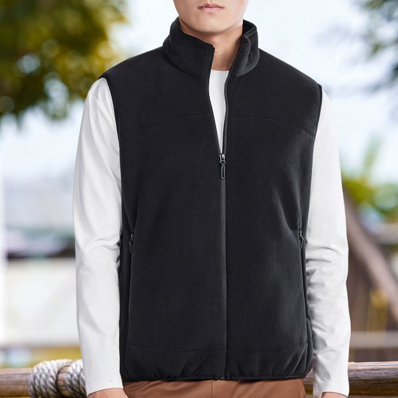 Men's Stand Collar Thickened Full Zip Vest