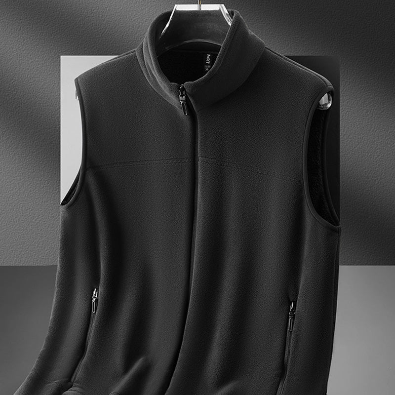 Men's Stand Collar Thickened Full Zip Vest