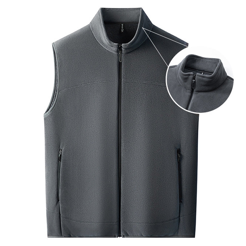 Men's Stand Collar Thickened Full Zip Vest