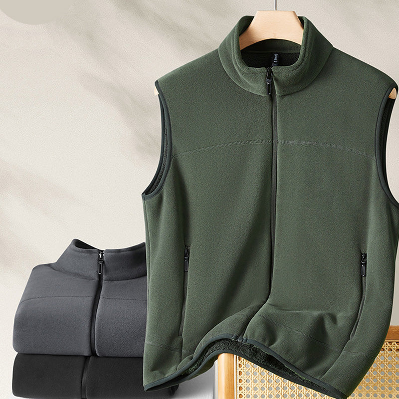 Men's Stand Collar Thickened Full Zip Vest