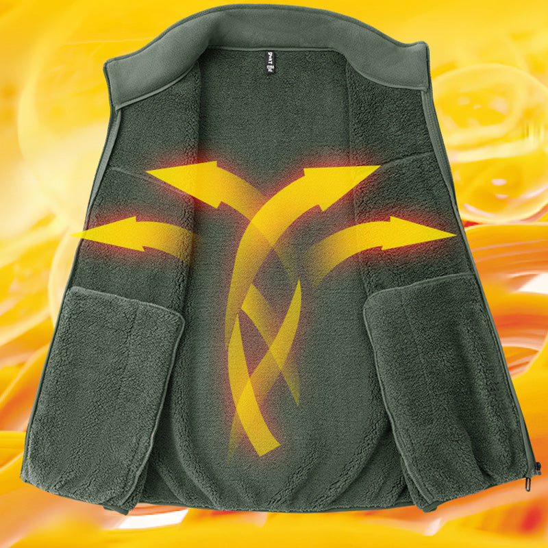 Men's Stand Collar Thickened Full Zip Vest