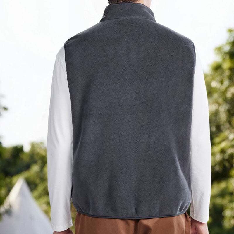 Men's Stand Collar Thickened Full Zip Vest