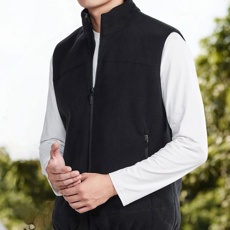 Men's Stand Collar Thickened Full Zip Vest