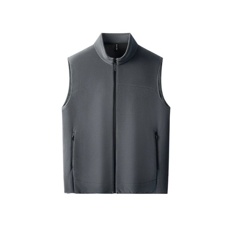 Men's Stand Collar Thickened Full Zip Vest