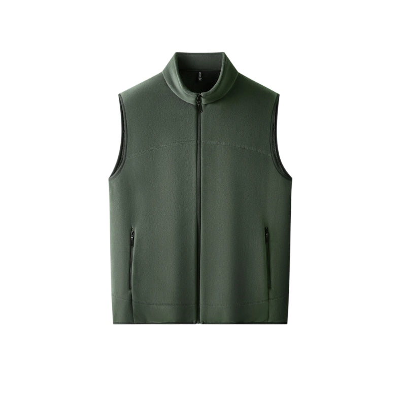 Men's Stand Collar Thickened Full Zip Vest