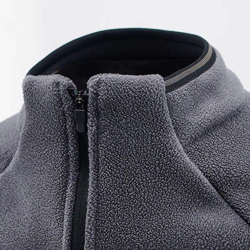 Men's Warm Solid Half Zip Long-Sleeve Tops