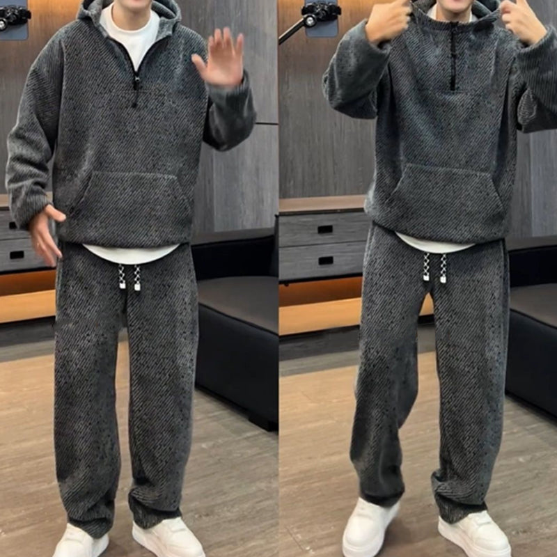 Men’s Stylish Hoodie & Wide Leg Pants 2-Piece Set