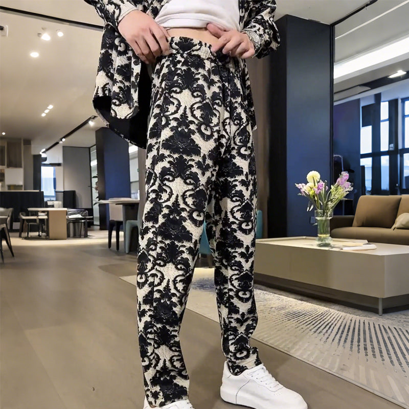 Men's Floral Print Jacket & Pants Set