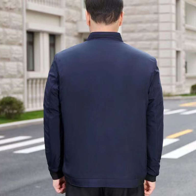 Men's Solid Color Zip Up Warm Jacket