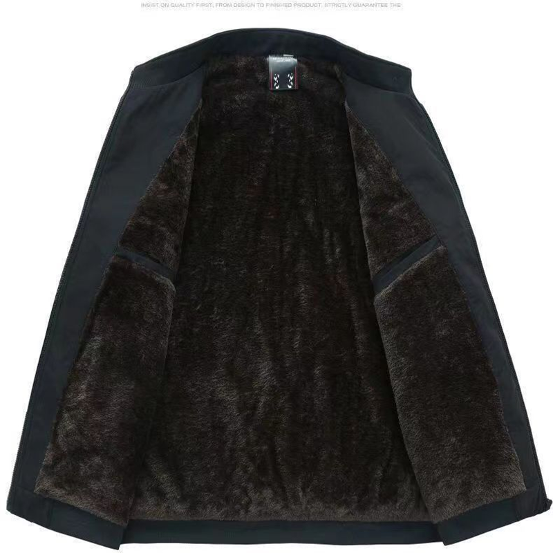 Men's Solid Color Zip Up Warm Jacket