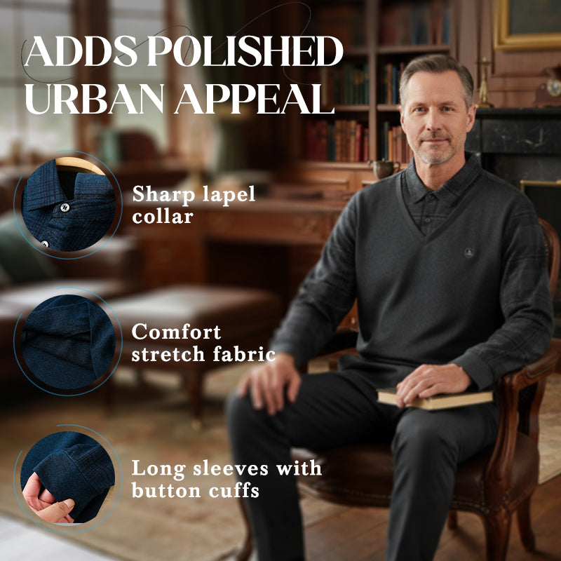 👕 60% OFF! 📢 Men's Plaid Mock 2-Piece Top – Stylish & Comfortable ✨