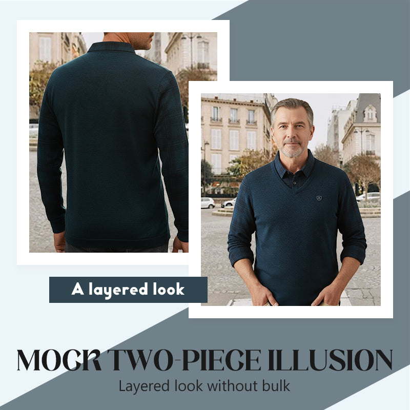 👕 60% OFF! 📢 Men's Plaid Mock 2-Piece Top – Stylish & Comfortable ✨