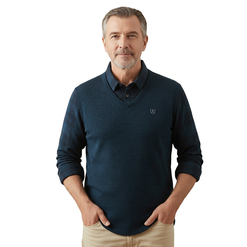 👕 60% OFF! 📢 Men's Plaid Mock 2-Piece Top – Stylish & Comfortable ✨