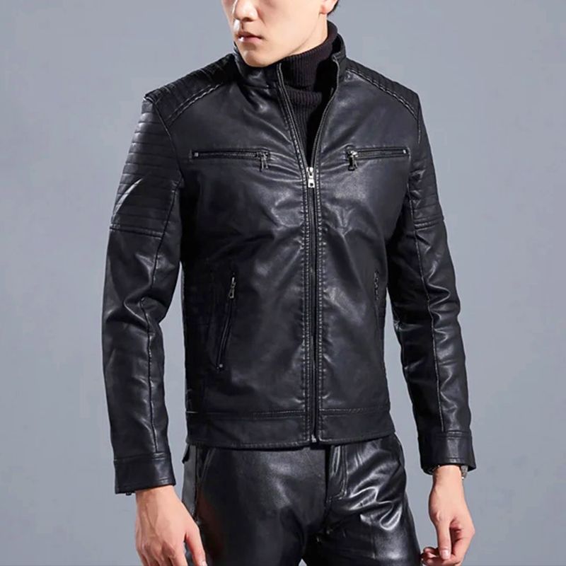 🔥Limited-time offer🔥Men’s Stand Collar Biker Leather Jacket