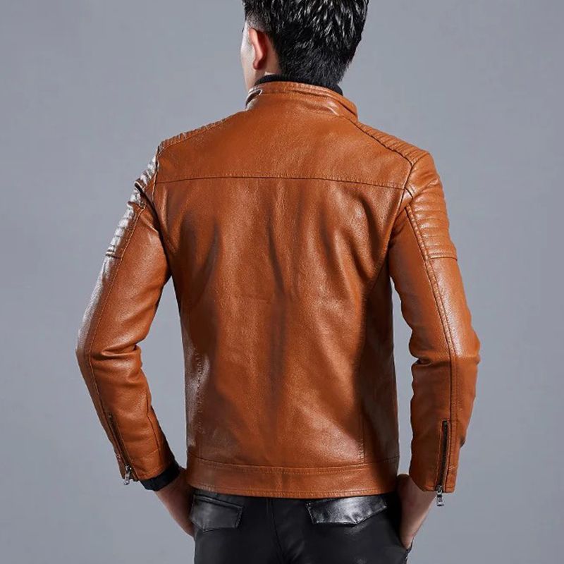 🔥Limited-time offer🔥Men’s Stand Collar Biker Leather Jacket