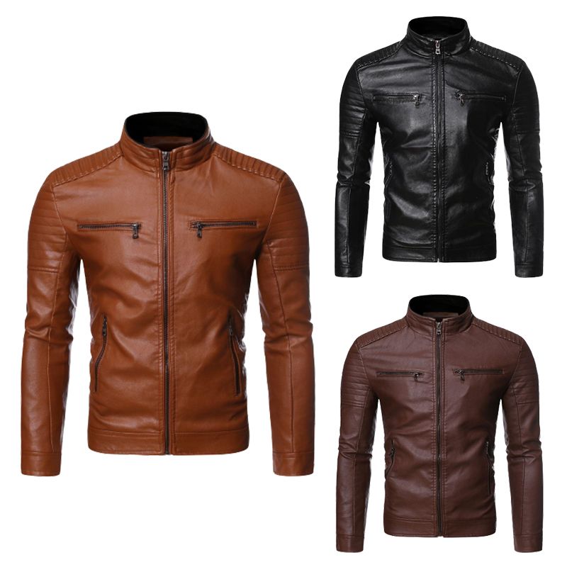 🔥Limited-time offer🔥Men’s Stand Collar Biker Leather Jacket