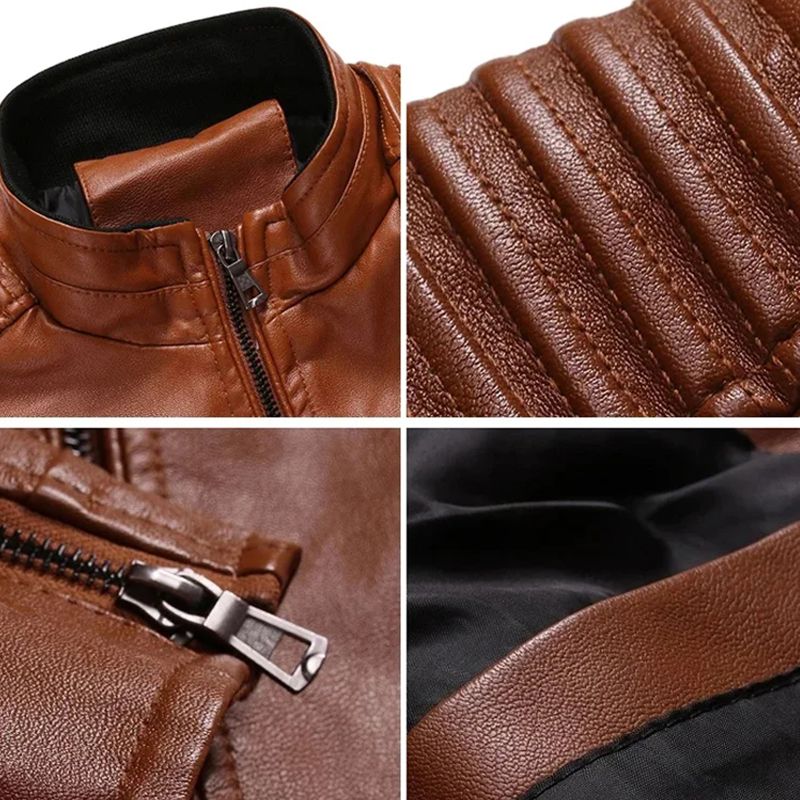 🔥Limited-time offer🔥Men’s Stand Collar Biker Leather Jacket