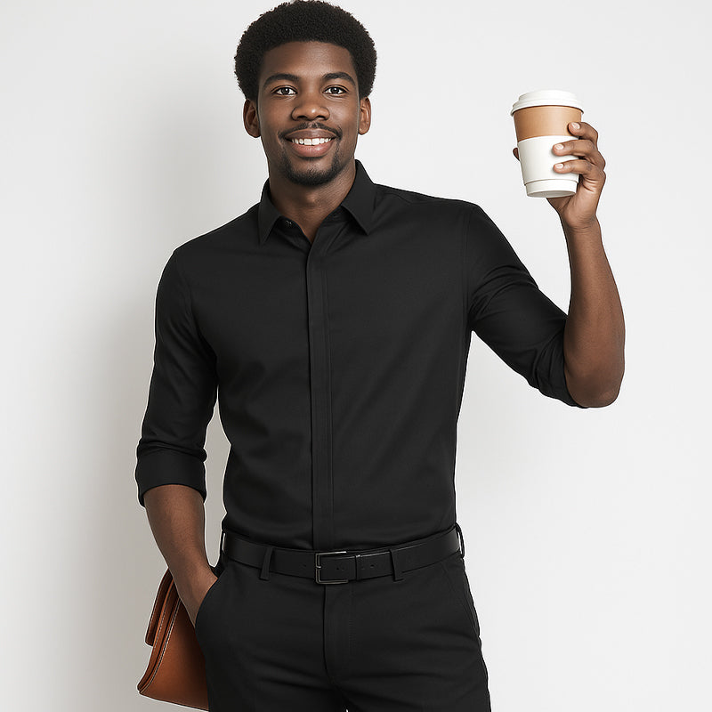 Men's Hidden Zipper Shirt / Easy to Put On and Take Off