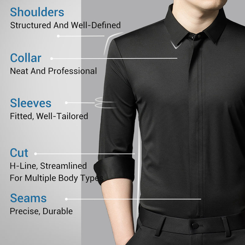 Men's Hidden Zipper Shirt / Easy to Put On and Take Off