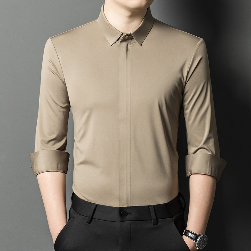 Men's Hidden Zipper Shirt / Easy to Put On and Take Off