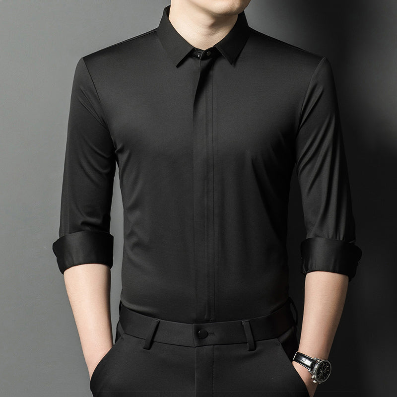 Men's Hidden Zipper Shirt / Easy to Put On and Take Off