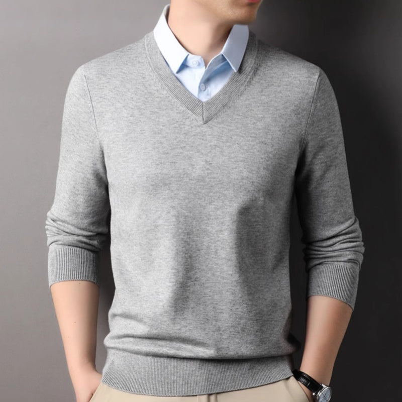 Men's Fake Two-Piece Pullover Knitted Sweater