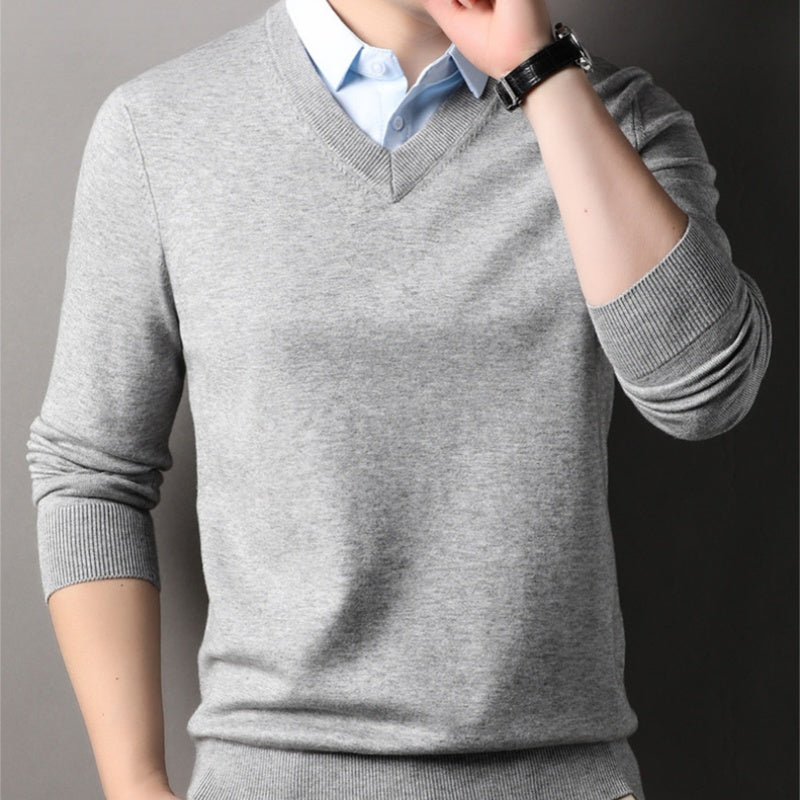 Men's Fake Two-Piece Pullover Knitted Sweater