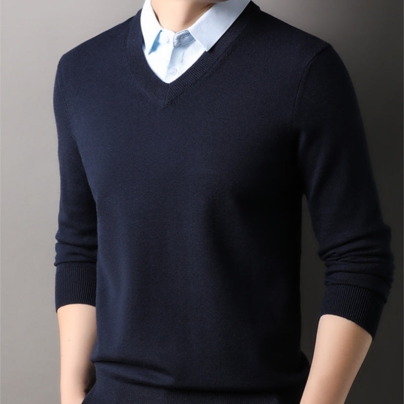 Men's Fake Two-Piece Pullover Knitted Sweater