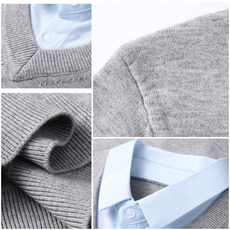 Men's Fake Two-Piece Pullover Knitted Sweater